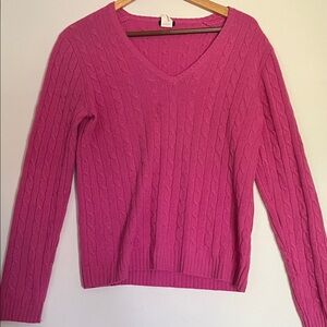 J. Crew Vibrant Pink V-Neck Sweater